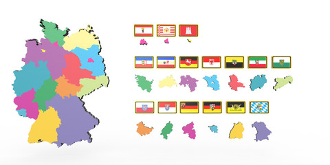 Bundesländer mit Landsfahnen der Bundesrepublik Deutschland, freigestellt © i-picture