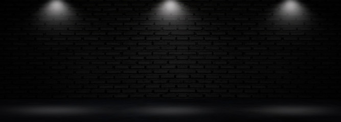 Black texture with cement and brick wall studio room , interior texture for display products,wall...