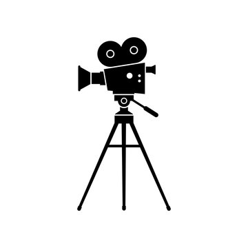 Movie camera vector icon, isolated object on white background