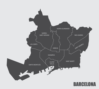 Barcelona districts map
