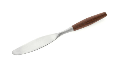 Serving table knife with a wooden handle on a white background