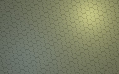 Honeycomb with color lighting, on a gray background. Perspective view on polygon look like honeycomb. Isometric geometry. 3D illustration