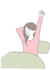 スッキリ　目覚め　起床　早寝早起き　社会人