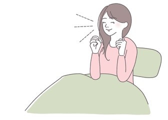 楽しみ　ルンルン　ウキウキ　朝　起床　就寝