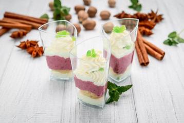 Fruit Sorbet with Fresh Fruit and Cream