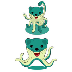 cartoon mascot head weasel head octopus