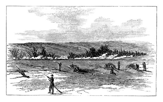 Battle Of Fredericksburg, Vintage Illustration.