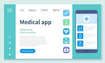 Medical app on smartphone screen. Mobile medicine. Health and medical consultation application on smartphone. Online medical consultation with doctor and medical app, healthcare and technology concept