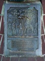 Close-up of memorial plaque, Gastown, Vancouver, Lower Mainland, British Columbia, Canada