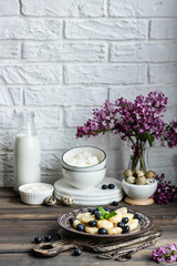 Lazy cottage cheese dumplings with fresh berry. Simple and healthy breakfast