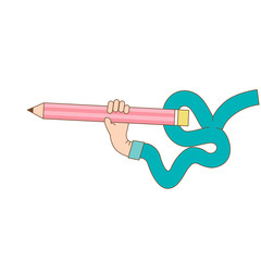 Hand with pencil vector concept. Illustration in modern flat style. Color picture for design web site, web banner, printed material. 