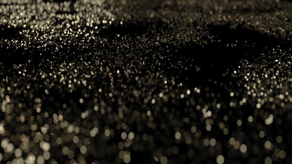 Golden Glitter particles with defocused blur background