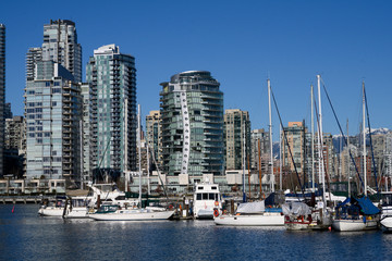 Boats at a marina, Vancouver, Lower Mainland, British Columbia, Canada