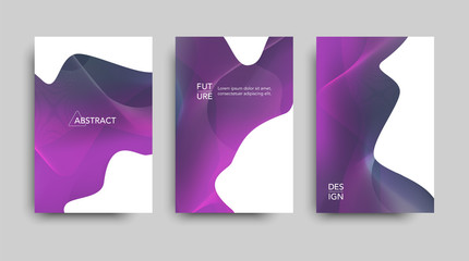 Vector tech brochure. Vector technology backgrounds. Set violet banners. Vector abstract templates.