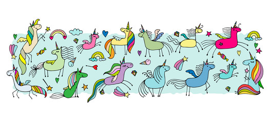 Magic unicorns, seamless pattern for your design