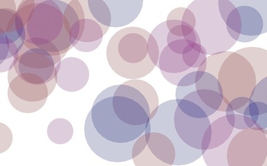 Multicolored translucent circles on a white background. Pink tones. 3D illustration