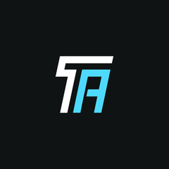 TA T A letter logo design. Initial letter TA linked circle upercase monogram logo red and blue. TA logo, T A design