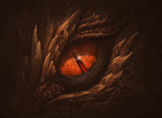 Eye of fantasy dragon - obrazy, fototapety, plakaty