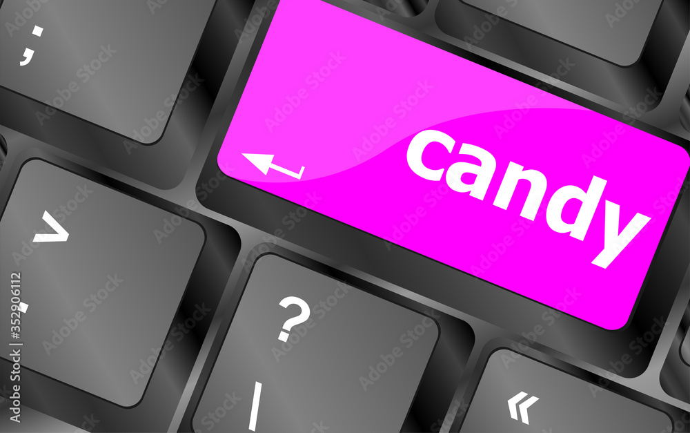 Poster candy key on computer keyboard button