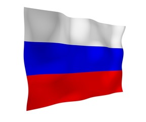 Waving flag of the Russian Federation. The National. State symbol of the Russia. 3D illustration
