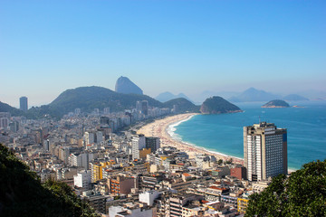 Copacabana beach, seen from the top of the Cantagalo hill in Rio de Janeiro.