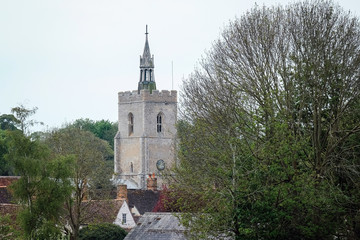 Boxford village church tower in Suffolk, England, with daylight