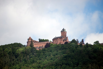 View of the medieval Kœnigsbourg castle  at the top of the hill