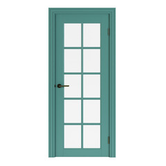 Wooden door isolated on white background. 3D rendering.