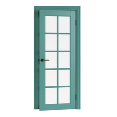 Wooden door isolated on white background. 3D rendering.