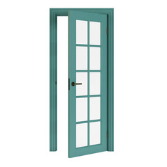 Wooden door isolated on white background. 3D rendering.