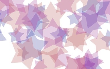 Multicolored translucent stars on a white background. Red tones. 3D illustration