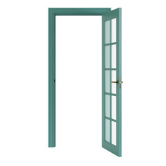 Wooden door isolated on white background. 3D rendering.