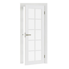 Wooden door isolated on white background. 3D rendering.