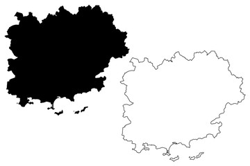 Var Department (France, French Republic, Provence-Alpes-Cote dAzur region) map vector illustration, scribble sketch Var map