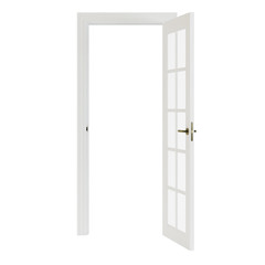 Wooden door isolated on white background. 3D rendering.