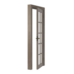 Wooden door isolated on white background. 3D rendering.