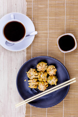 Dumpling with black coffee