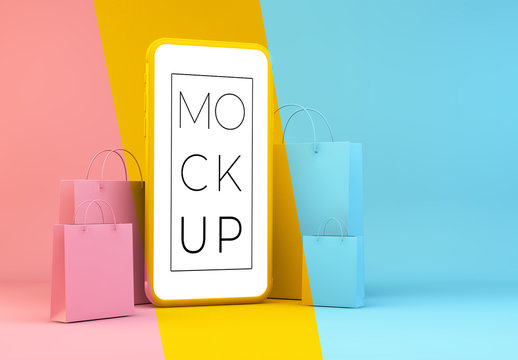Shopping Concept with Mobile Mockup