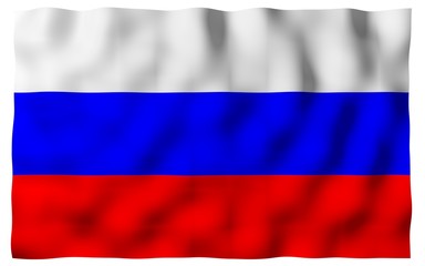 Waving flag of the Russian Federation. The National. State symbol of the Russia. 3D illustration