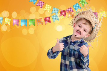 Brazilian boy at the Junina party. Junina Party