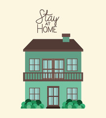 Obraz premium Stay at home and green house building vector design