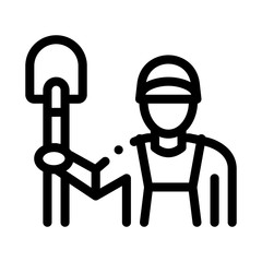 shovel worker icon vector. shovel worker sign. isolated contour symbol illustration