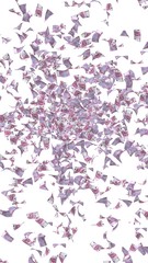 Flying euro banknotes isolated on a white background. Money is flying in the air. 500 EURO in color. 3D illustration