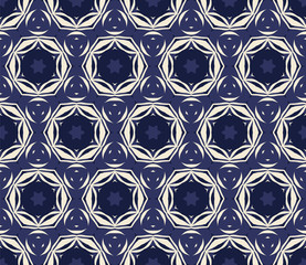 Vector seamless pattern with stylized tropical leaves and flowers