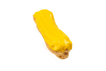 Fresh tasty eclairs isoalted on white background