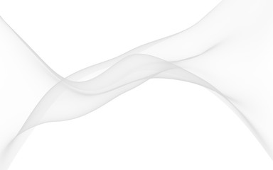 White abstract background. Fluttering white scarf. Waving on wind white fabric. 3D illustration