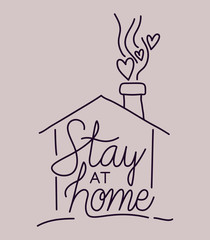 Stay at home and house building vector design