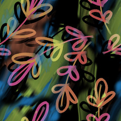 Leaves seamless pattern. Watercolor background.