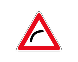 Vector red triangle traffic sign right turn. Vector illustration