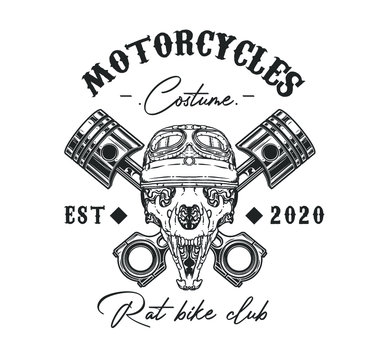 illustration of a custom motorcycle logo with a rat bike concept